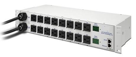 This is a picture of a 16 way IEC C13 transfer switch with dual power redundancy