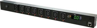 This sis a picture of a 8 way switched PDU with IEC C13 IEC C19 sockets