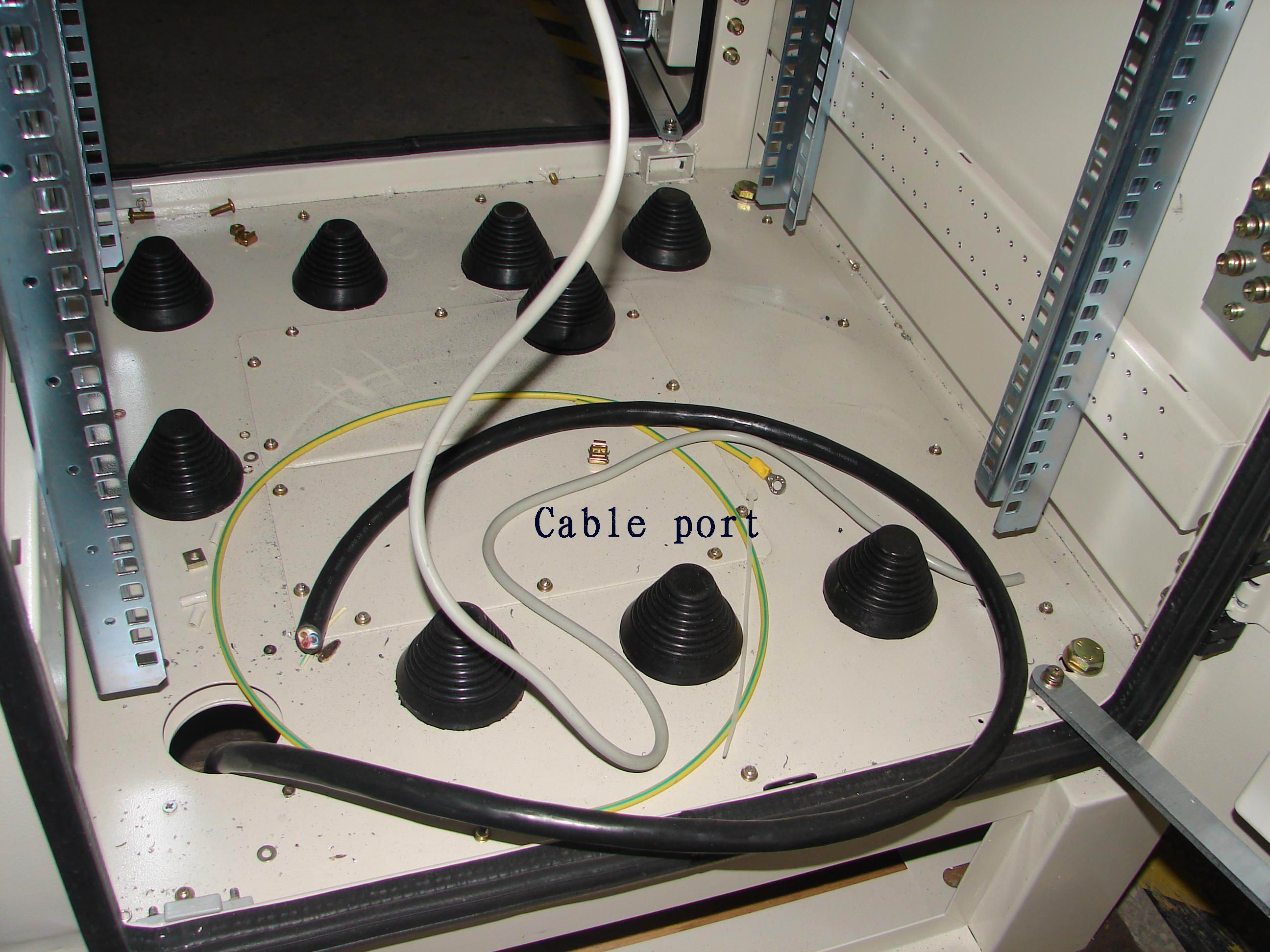 This is a picture of a IP66 outdoor rack enclosure with cable glands for power & data cabling