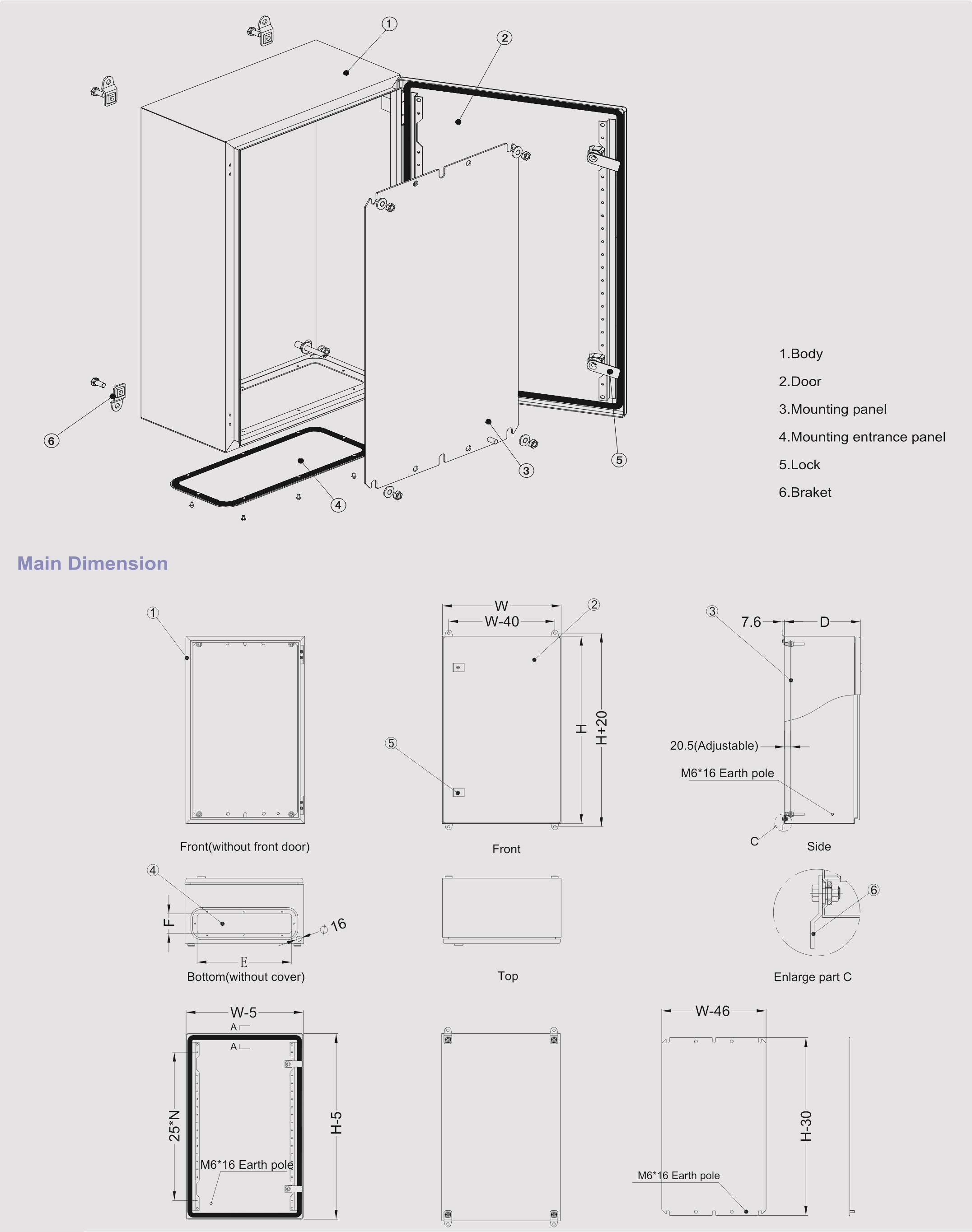 This is a picture of the electrical enclosure in an exploded view diagram
