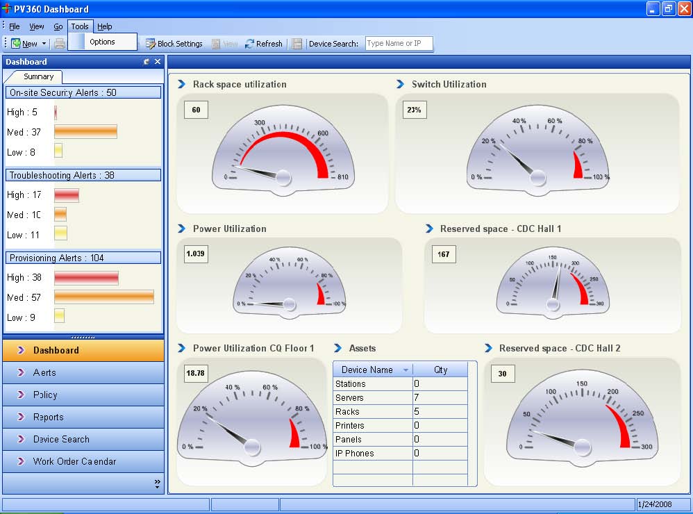 This is a picture of an intelligent cabling web screen shot
