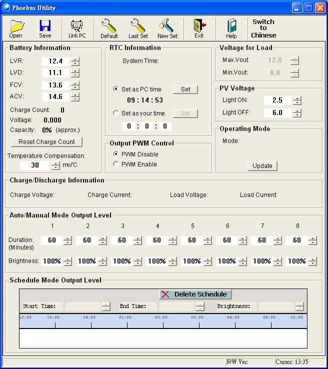 This is a picture of a software web screen shot of the solar controller PheobusEye